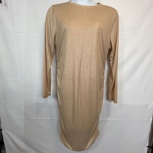 Forever 21 Champagne Knit Bodycon Long Sleeve Dress 2X